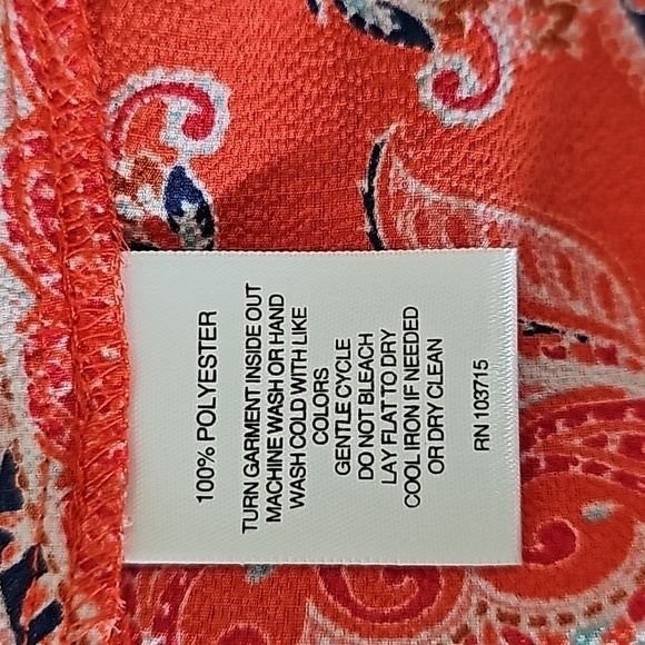 Valerie Steven's Women's Blouse Multicolored Paisley Long Sleeves Size Sm - Picture 8 of 8